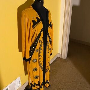 Yellow and Black Fashion Duster Jacket